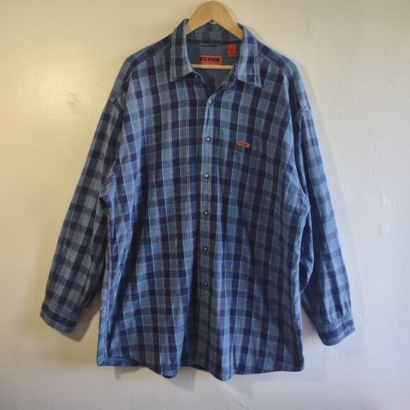 Wolverine Workwear Blue Plaid Shirt Jersey Lined Long Sleeves  Mens Size XL - Picture 4 of 7